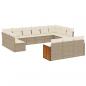 Preview: 13-tlg. Garten-Sofagarnitur mit Kissen Beige Poly Rattan