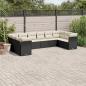 Preview: ARDEBO.de - 10-tlg. Garten-Sofagarnitur mit Kissen Schwarz Poly Rattan