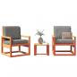 Preview: ARDEBO.de - 3-tlg. Garten-Lounge-Set Wachsbraun Massivholz Kiefer