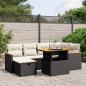 Preview: ARDEBO.de - 7-tlg. Garten-Sofagarnitur mit Kissen Schwarz Poly Rattan