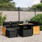 Preview: ARDEBO.de - 7-tlg. Garten-Sofagarnitur mit Kissen Schwarz Poly Rattan