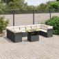 Preview: ARDEBO.de - 11-tlg. Garten-Sofagarnitur mit Kissen Schwarz Poly Rattan