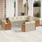 Preview: ARDEBO.de - 12-tlg. Garten-Sofagarnitur mit Kissen Beige Poly Rattan