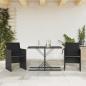 Preview: ARDEBO.de - 3-tlg. Bistro-Set mit Kissen Schwarz Poly Rattan