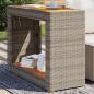 Preview: ARDEBO.de - Garten-Beistelltisch mit Holzplatte Grau Poly Rattan