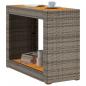 Preview: Garten-Beistelltisch mit Holzplatte Grau Poly Rattan