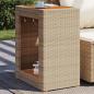 Preview: ARDEBO.de - Garten-Beistelltisch mit Holzplatte Beige Poly Rattan