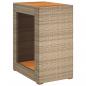 Preview: Garten-Beistelltisch mit Holzplatte Beige Poly Rattan