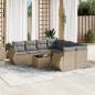 Preview: ARDEBO.de - 9-tlg. Garten-Sofagarnitur mit Kissen Beige Poly Rattan