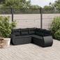 Preview: ARDEBO.de - 5-tlg. Garten-Sofagarnitur mit Kissen Schwarz Poly Rattan