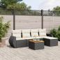 Preview: ARDEBO.de - 6-tlg. Garten-Sofagarnitur mit Kissen Schwarz Poly Rattan