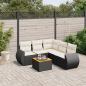 Preview: ARDEBO.de - 6-tlg. Garten-Sofagarnitur mit Kissen Schwarz Poly Rattan