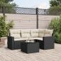 Preview: ARDEBO.de - 5-tlg. Garten-Sofagarnitur mit Kissen Schwarz Poly Rattan