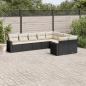 Preview: ARDEBO.de - 9-tlg. Garten-Sofagarnitur mit Kissen Schwarz Poly Rattan