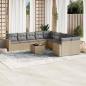 Preview: ARDEBO.de - 11-tlg. Garten-Sofagarnitur mit Kissen Beige Poly Rattan