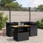 Preview: ARDEBO.de - 5-tlg. Garten-Sofagarnitur mit Kissen Schwarz Poly Rattan