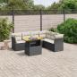 Preview: ARDEBO.de - 7-tlg. Garten-Sofagarnitur mit Kissen Schwarz Poly Rattan