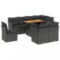 Preview: 9-tlg. Garten-Sofagarnitur mit Kissen Schwarz Poly Rattan