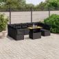 Preview: ARDEBO.de - 10-tlg. Garten-Sofagarnitur mit Kissen Schwarz Poly Rattan