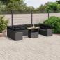 Preview: ARDEBO.de - 11-tlg. Garten-Sofagarnitur mit Kissen Schwarz Poly Rattan