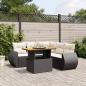 Preview: ARDEBO.de - 6-tlg. Garten-Sofagarnitur mit Kissen Schwarz Poly Rattan