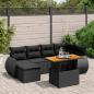 Preview: ARDEBO.de - 7-tlg. Garten-Sofagarnitur mit Kissen Schwarz Poly Rattan