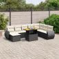 Preview: ARDEBO.de - 9-tlg. Garten-Sofagarnitur mit Kissen Schwarz Poly Rattan