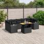 Preview: ARDEBO.de - 8-tlg. Garten-Sofagarnitur mit Kissen Schwarz Poly Rattan