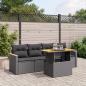 Preview: ARDEBO.de - 5-tlg. Garten-Sofagarnitur mit Kissen Schwarz Poly Rattan