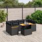 Preview: ARDEBO.de - 7-tlg. Garten-Sofagarnitur mit Kissen Schwarz Poly Rattan