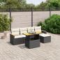 Preview: ARDEBO.de - 6-tlg. Garten-Sofagarnitur mit Kissen Schwarz Poly Rattan