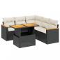 Preview: 6-tlg. Garten-Sofagarnitur mit Kissen Schwarz Poly Rattan