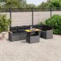 Preview: ARDEBO.de - 7-tlg. Garten-Sofagarnitur mit Kissen Schwarz Poly Rattan