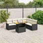 Preview: ARDEBO.de - 7-tlg. Garten-Sofagarnitur mit Kissen Schwarz Poly Rattan