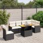 Preview: ARDEBO.de - 7-tlg. Garten-Sofagarnitur mit Kissen Schwarz Poly Rattan