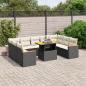 Preview: ARDEBO.de - 10-tlg. Garten-Sofagarnitur mit Kissen Schwarz Poly Rattan