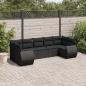 Preview: ARDEBO.de - 7-tlg. Garten-Sofagarnitur mit Kissen Schwarz Poly Rattan