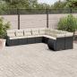 Preview: ARDEBO.de - 10-tlg. Garten-Sofagarnitur mit Kissen Schwarz Poly Rattan