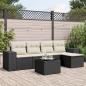 Preview: ARDEBO.de - 6-tlg. Garten-Sofagarnitur mit Kissen Schwarz Poly Rattan