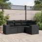 Preview: ARDEBO.de - 4-tlg. Garten-Sofagarnitur mit Kissen Schwarz Poly Rattan