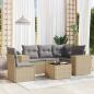 Preview: ARDEBO.de - 6-tlg. Garten-Sofagarnitur mit Kissen Beige Poly Rattan