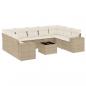 Preview: 10-tlg. Garten-Sofagarnitur mit Kissen Beige Poly Rattan