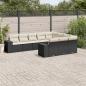 Preview: ARDEBO.de - 10-tlg. Garten-Sofagarnitur mit Kissen Schwarz Poly Rattan