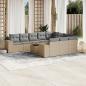 Preview: ARDEBO.de - 11-tlg. Garten-Sofagarnitur mit Kissen Beige Poly Rattan