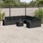 Preview: ARDEBO.de - 11-tlg. Garten-Sofagarnitur mit Kissen Schwarz Poly Rattan