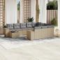 Preview: ARDEBO.de - 11-tlg. Garten-Sofagarnitur mit Kissen Beige Poly Rattan