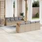 Preview: ARDEBO.de - 9-tlg. Garten-Sofagarnitur mit Kissen Beige Poly Rattan