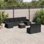 Preview: ARDEBO.de - 10-tlg. Garten-Sofagarnitur mit Kissen Schwarz Poly Rattan