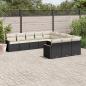 Preview: ARDEBO.de - 11-tlg. Garten-Sofagarnitur mit Kissen Schwarz Poly Rattan