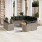 Preview: ARDEBO.de - 12-tlg. Garten-Sofagarnitur mit Kissen Grau Poly Rattan